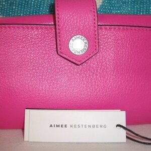 AIMEE KESTENBERG SELF LOVE TRI-FOLD HOT PINK LEATHER WALLET NEW RARE